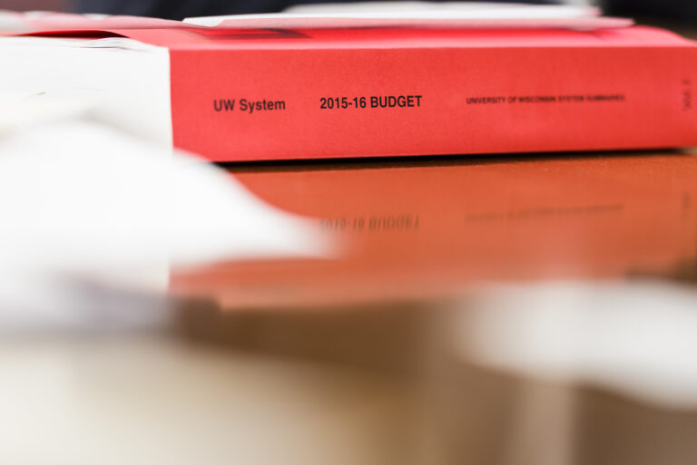 Close-up of UW System 2015-16 budget book